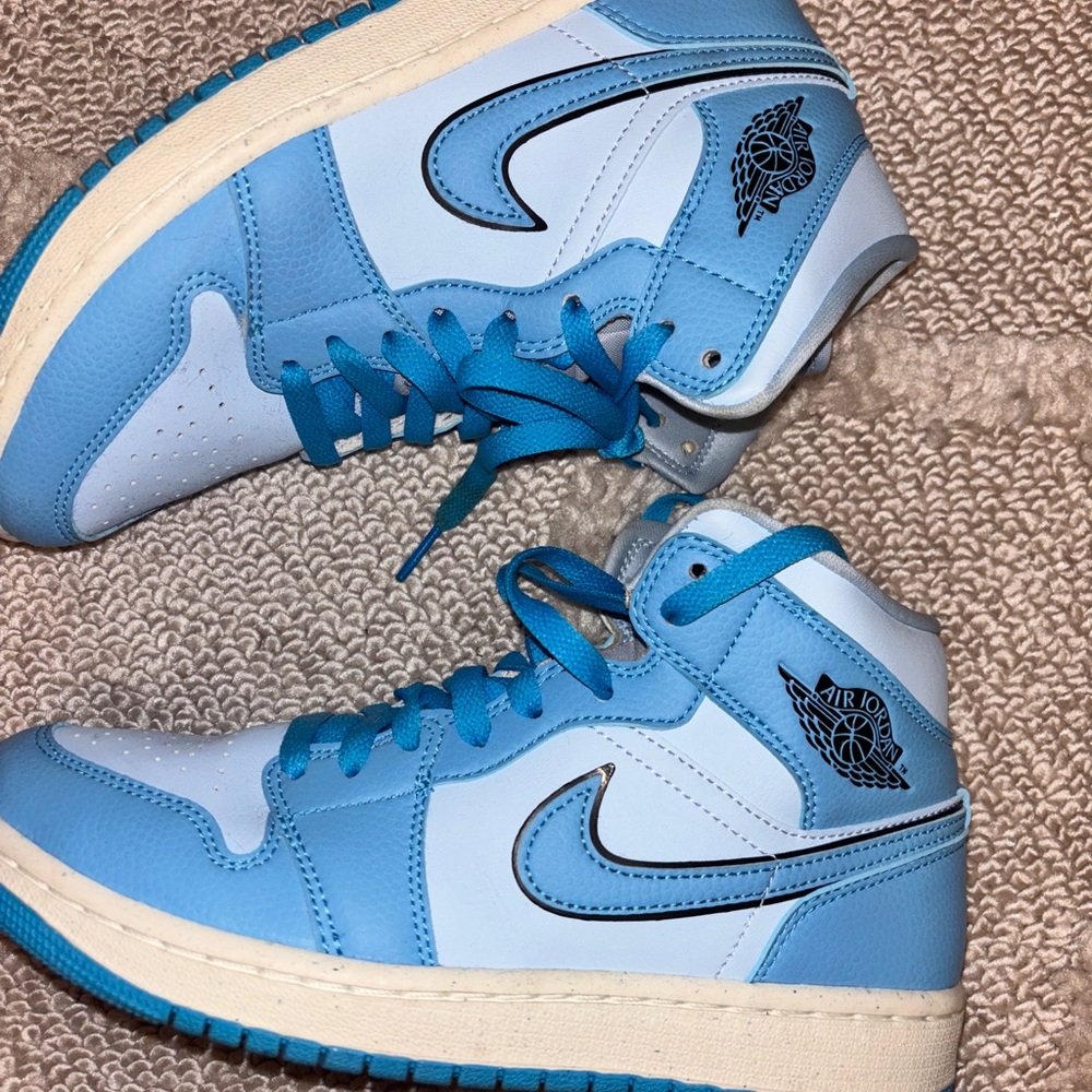 Nike Air Jordan High Top Blue and White Athletic Shoes